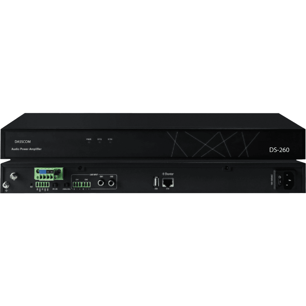 Dasscom DS-260 –120W Network Power Amplifier with SIP, Dante & Bluetooth